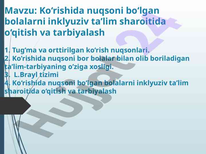 Ko‘rishida nuqsoni bo‘lgan bolalar uchun ta'lim