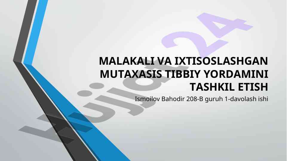 Kasalxona bazasini tashkil etish rejalashtirish