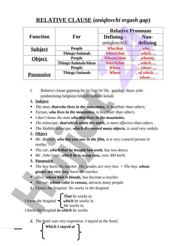 Understanding relative clauses in english grammar
