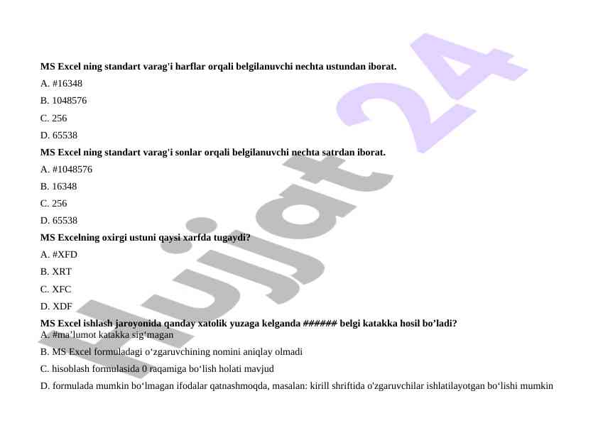 Ms excel statistik funksiyalari va xatoliklar