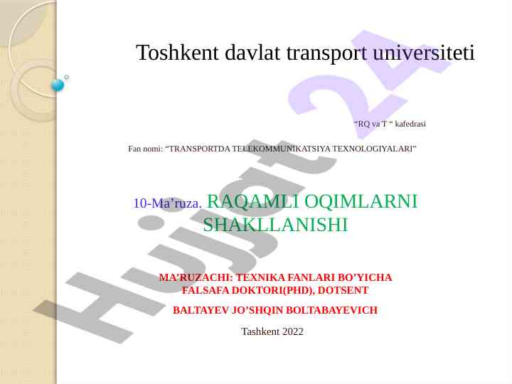 Transportda telekommunikatsiya texnologiyalari