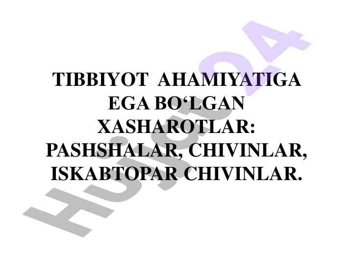 Tibbiyot ahamiyatiga ega bo‘lgan xasharotlar