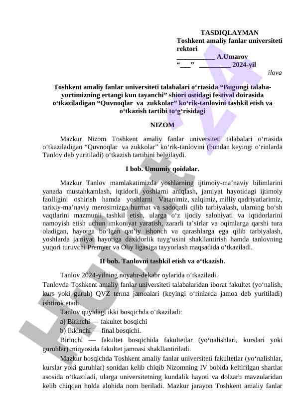 Yoshlar ijtimoiy faolligini oshirish tanlovi