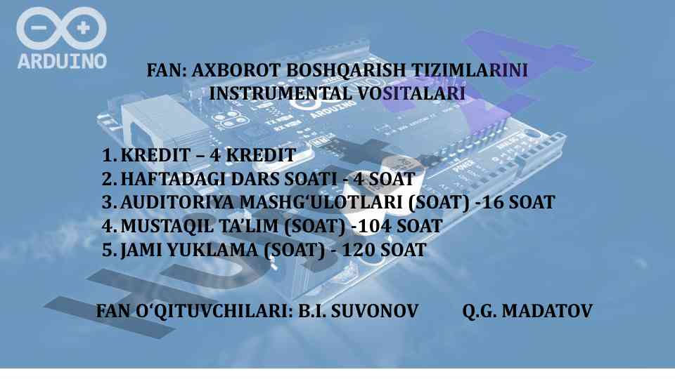 Arduino kontrollerlari va dasturlash asoslari