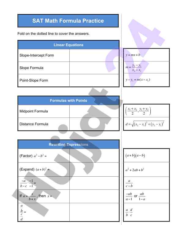 Sat math formula practice guide for students