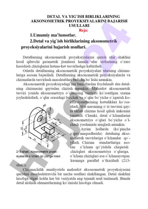 Aksономetrik proyeksiyalari bajarish usullari