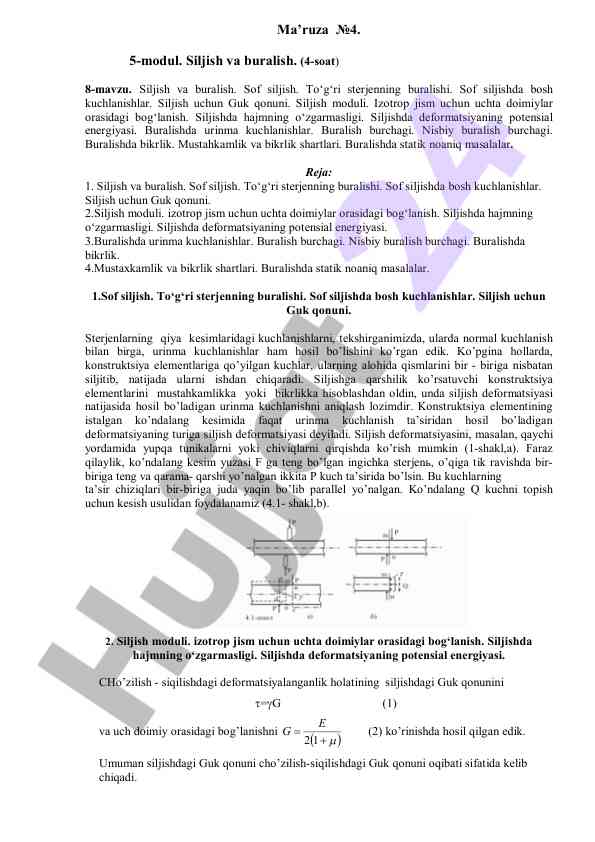 Siljish va buralish: guk qonuni va deformatsiya