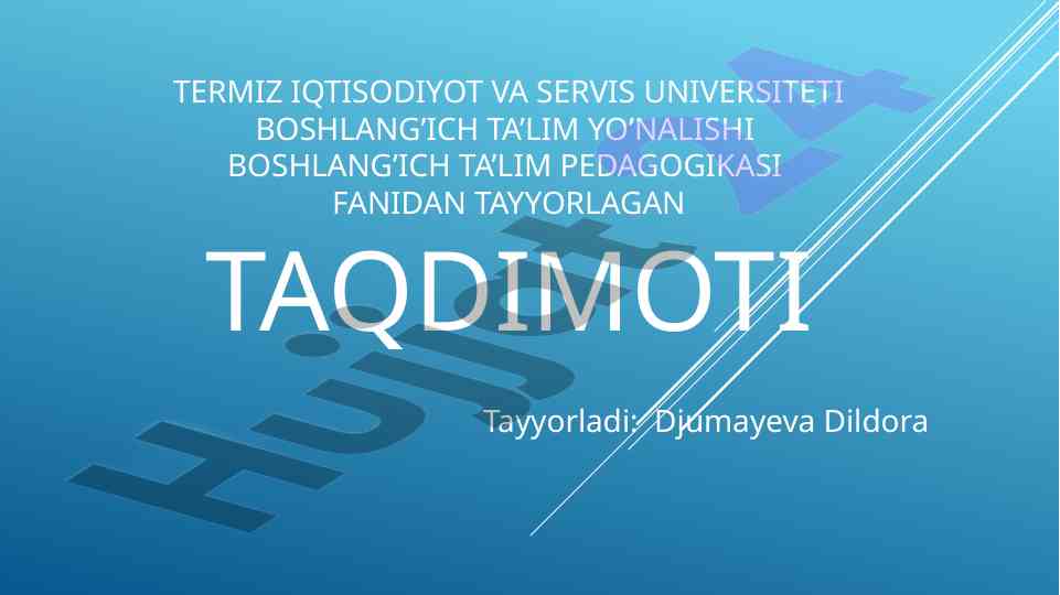 Umumiy o’rta ta’limning ta’lim pedagogikasi