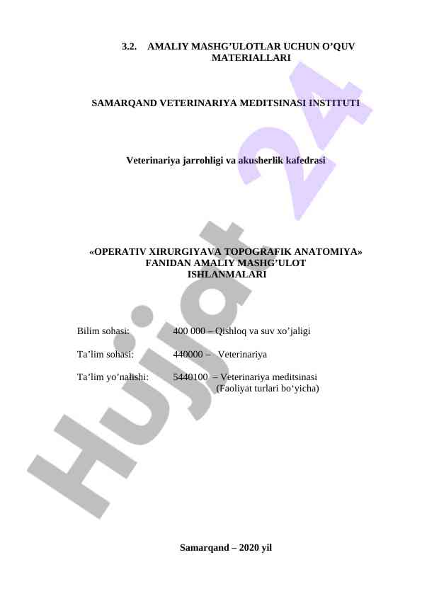 Amaliy mashg‘ulotlar uchun o‘quv materiallari