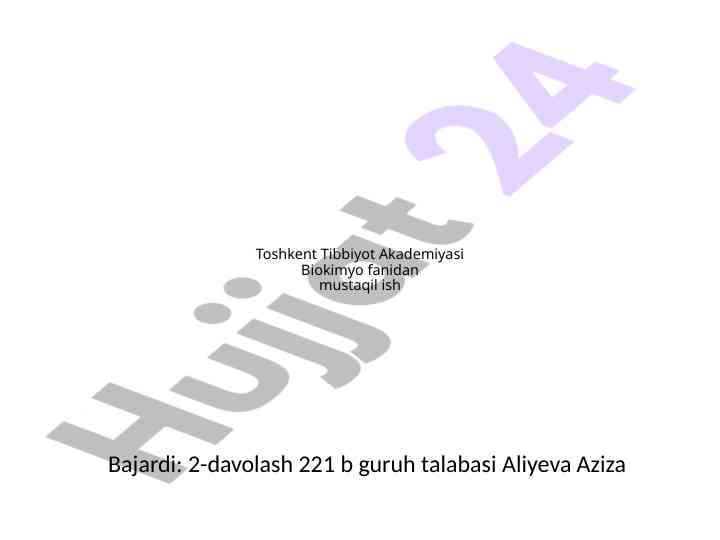 Klonlash va klinik ahamiyati haqida mustaqil ish