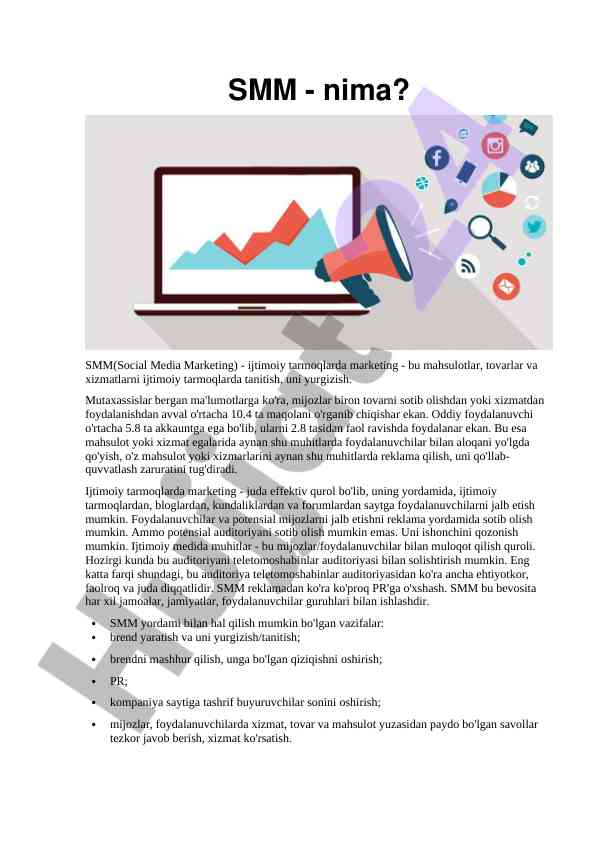 Ijtimoiy tarmoqlarda marketing asoslari