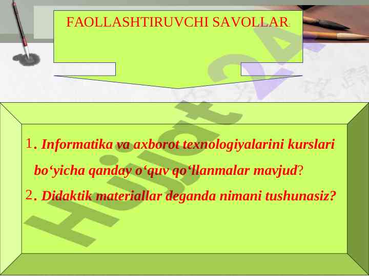 O‘qitishning dasturiy ta’minoti va texnologiyalari