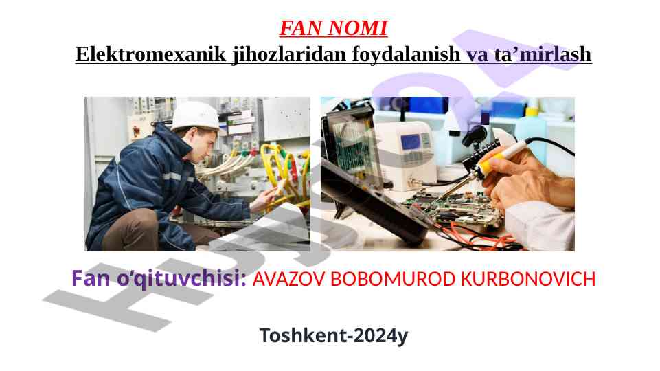Elektr uskunalarini tanlash asoslari va foydalanish