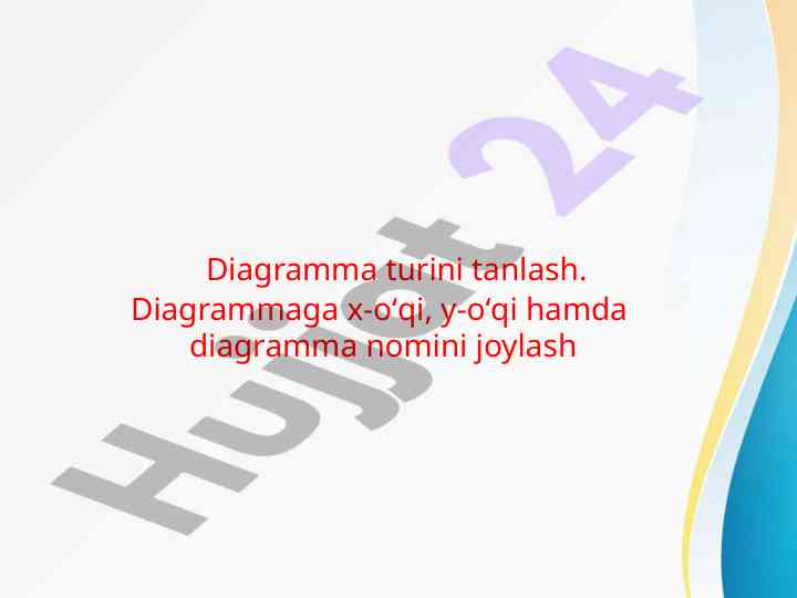 Diagramma turini tanlash va ma’lumot kiritish