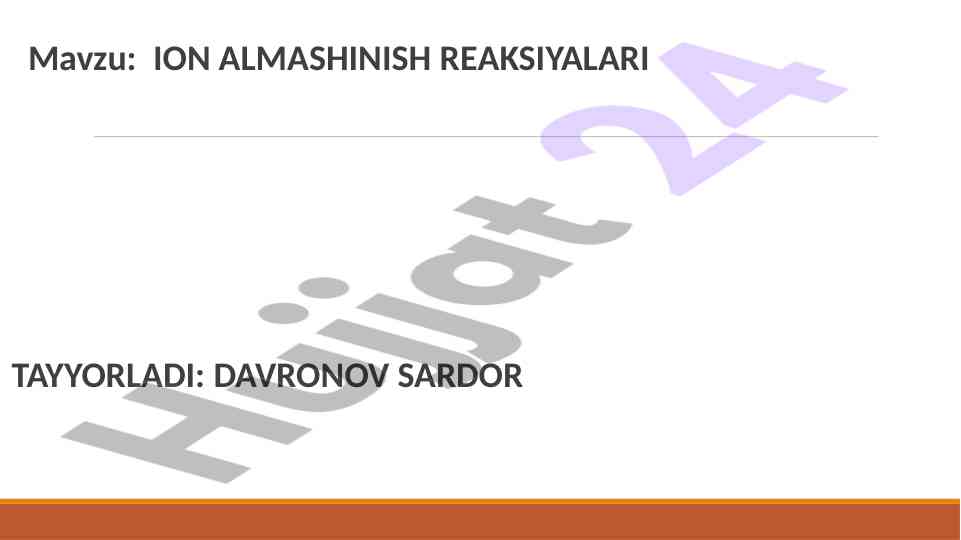 Ion almashinish reaksiyalari tushunchalari va tahlili