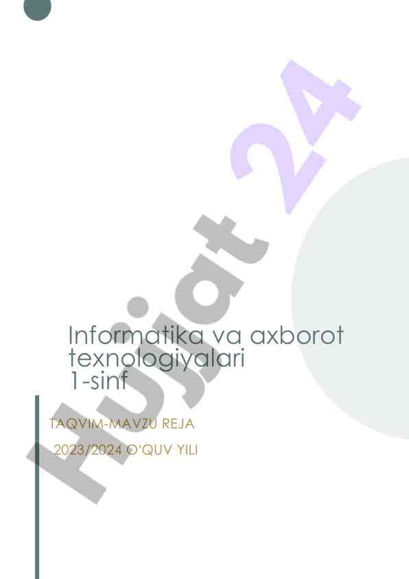 Informatika va axborot texnologiyalari 1-sinf taqlim