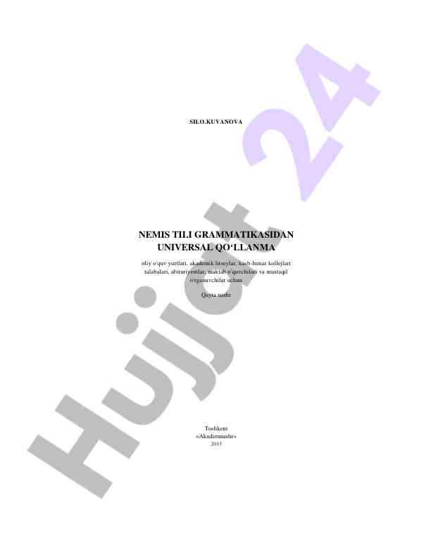 Nemis tili grammatikasi universal qo‘llanma