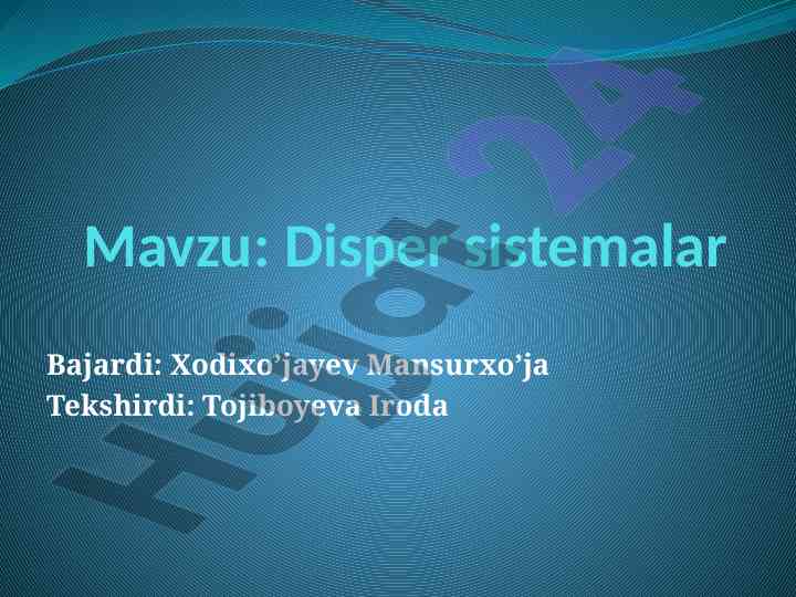 Disper sistemalar: turlanishi va ta'sirlashuv tabiati