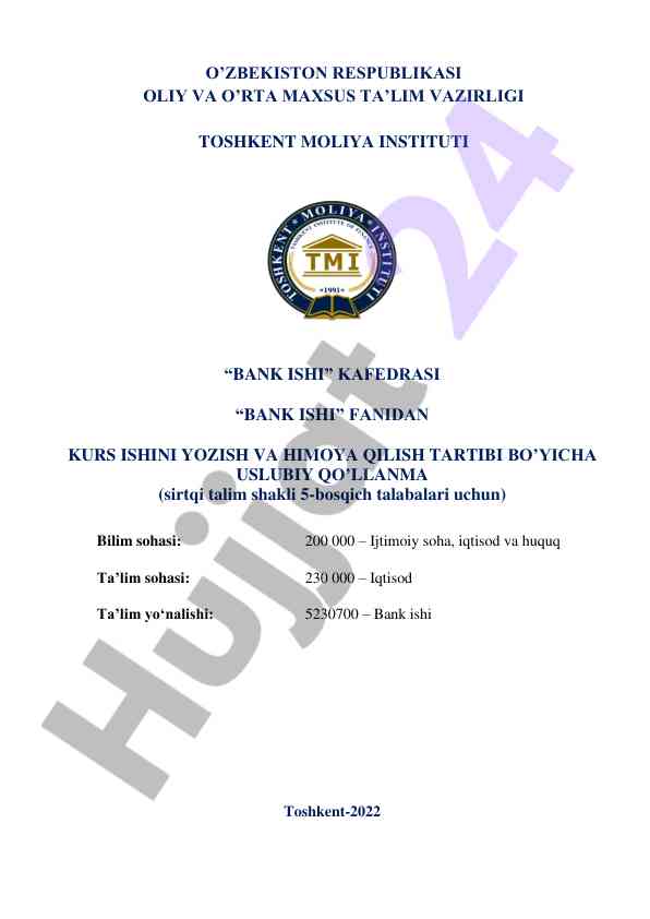 Kurs ishini yoziş va himoya qilish tartibi