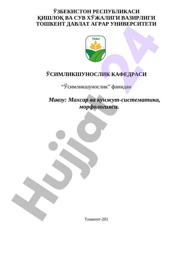 Makhsar va kunjut-sistematika va morfologiyasi
