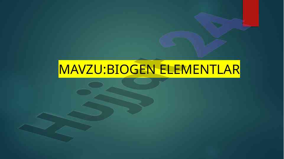 Biogen elementlar tirik organizmlarda hayotiy jarayonlar