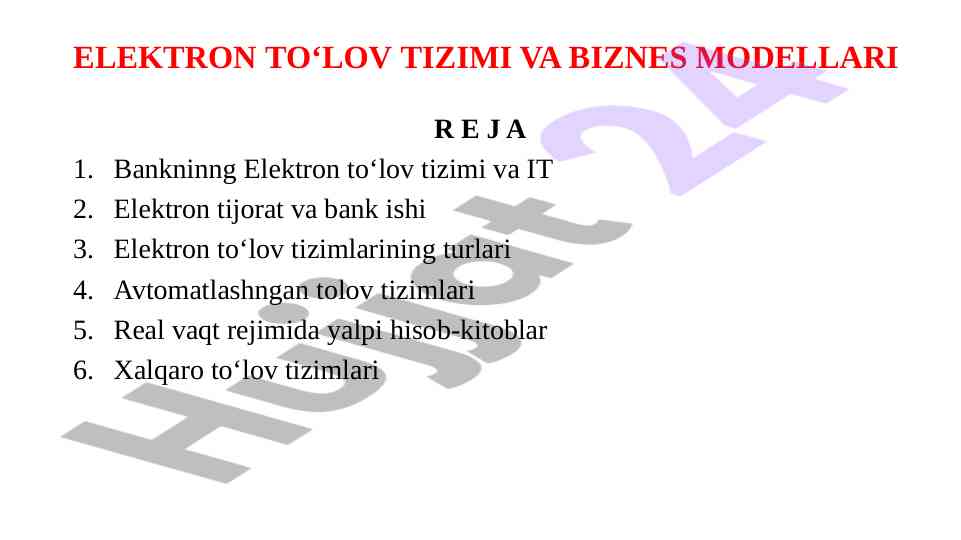 Elektron to‘lov tizimlari va biznes modellari