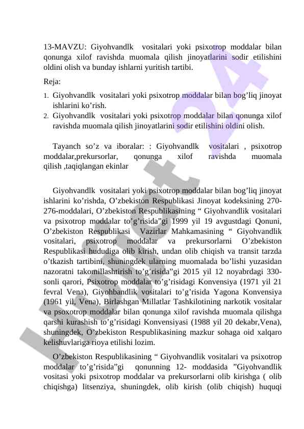 Giyohvandlik vositalari bilan jinoyat ishlari