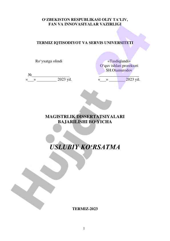 Magistrlik dissertatsiyalari uslubiy ko‘rsatma 2023