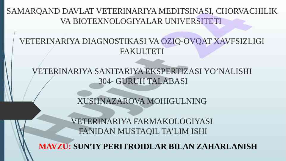 Sun’i peritroidlar bilan zaharlanish tahlili