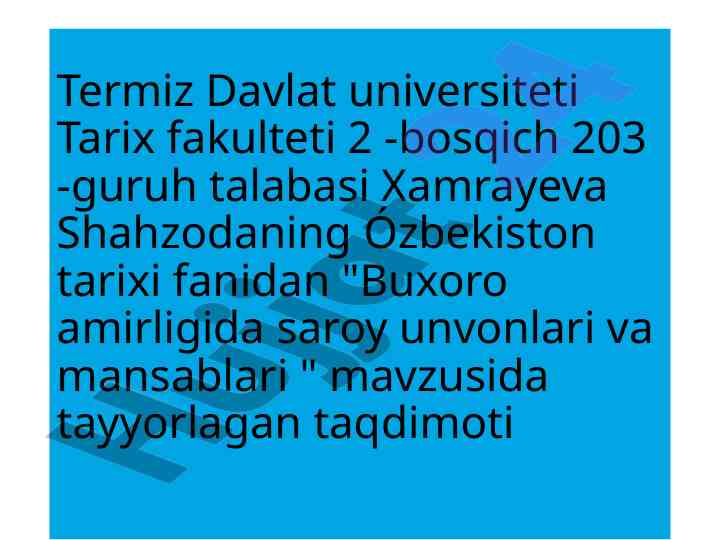 Buxoro amirligida saroy unvonlari va mansablari