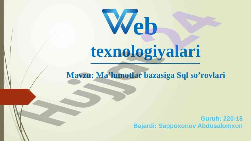Ma'lumotlar bazasi bilan sql so'rovlari