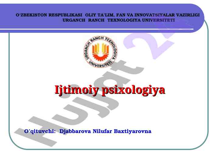 Ijtimoiy psixologiya bo‘yicha o‘quv qo‘llanma