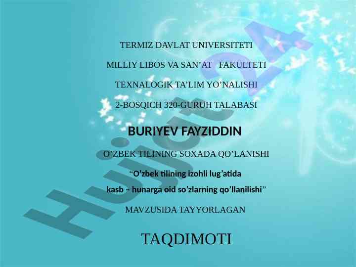 O’zbek tilida kasb-hunarga oid so’zlar qollanilishi