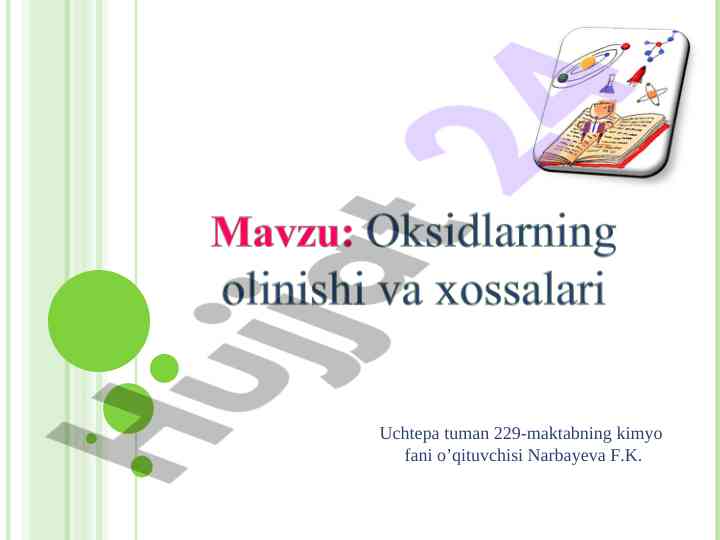 Kimyo moddalari turlari oqitish metodologiyasi