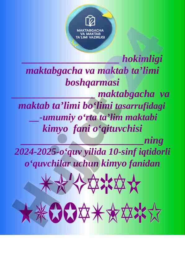 Kimyo to‘garak a’zolari haqida ma’lumotlar