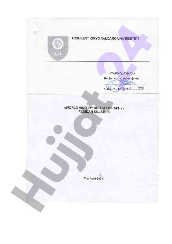 Jahon tarixi va geografiyasi kursi taqdimoti