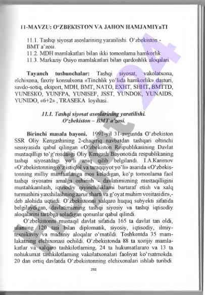 Tashqi siyosat asoslari va o‘zbekistonning rol