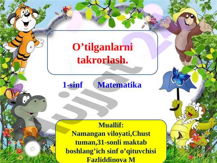 O’tilganlarni takrorlash va matematika masalalari