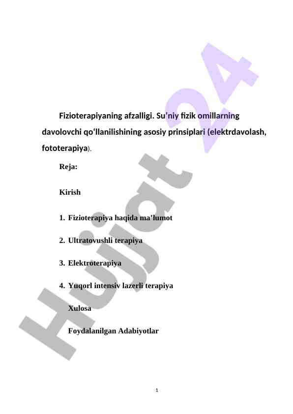 Fizioterapiya va sun'iy fizik omillar