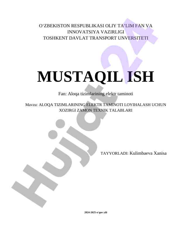 Aloqa tizimlarining elektr ta'minoti loyihalari