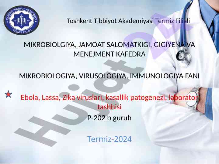 Ebola virusi: kasallik patogenezi va tashhisi