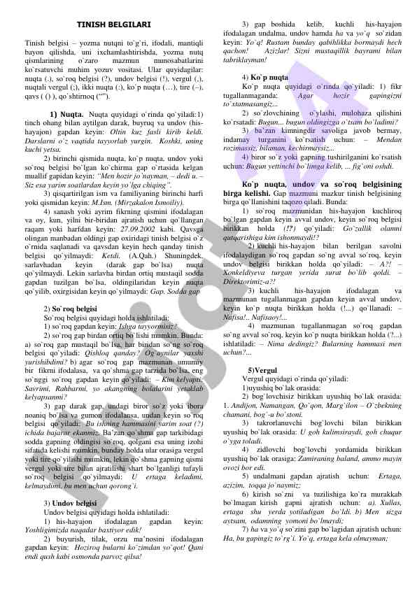 Tinish belgilari haqida muallifiy qo‘llanma