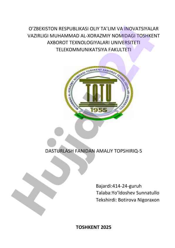 Dasturlash fanidan amaliy topshiriq-5