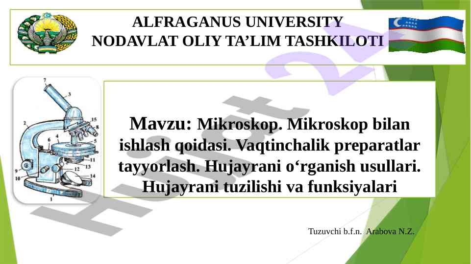 Mikroskop bilan ishlash qoidalari va usullari