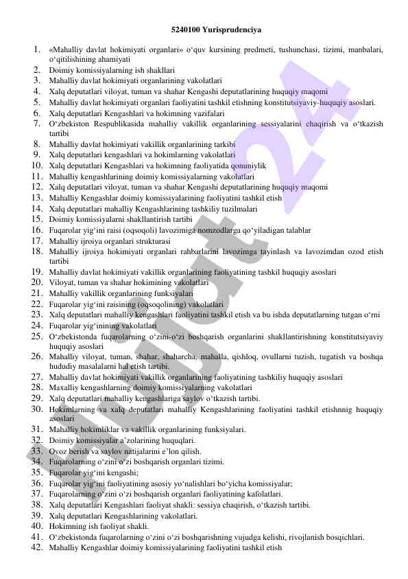 Mahalliy davlat hokimiyati organlari o‘quv kursi