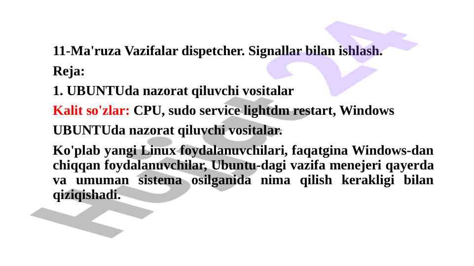 Ubuntu tizimida vazifa menejeridan foydalanish