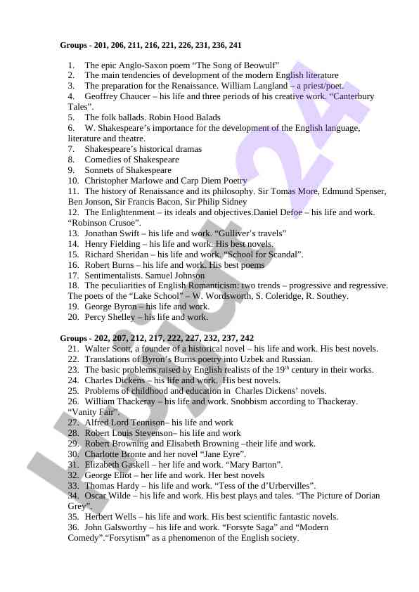 Key aspects of english literature development