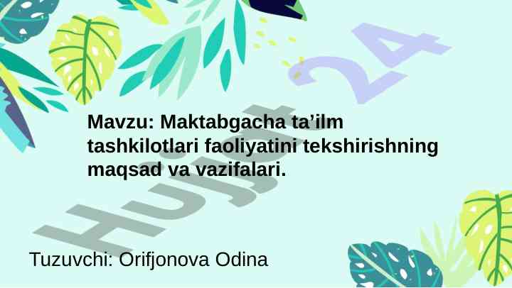 Maktabgacha ta’lim tashkilotlari faoliyatini tekshirish