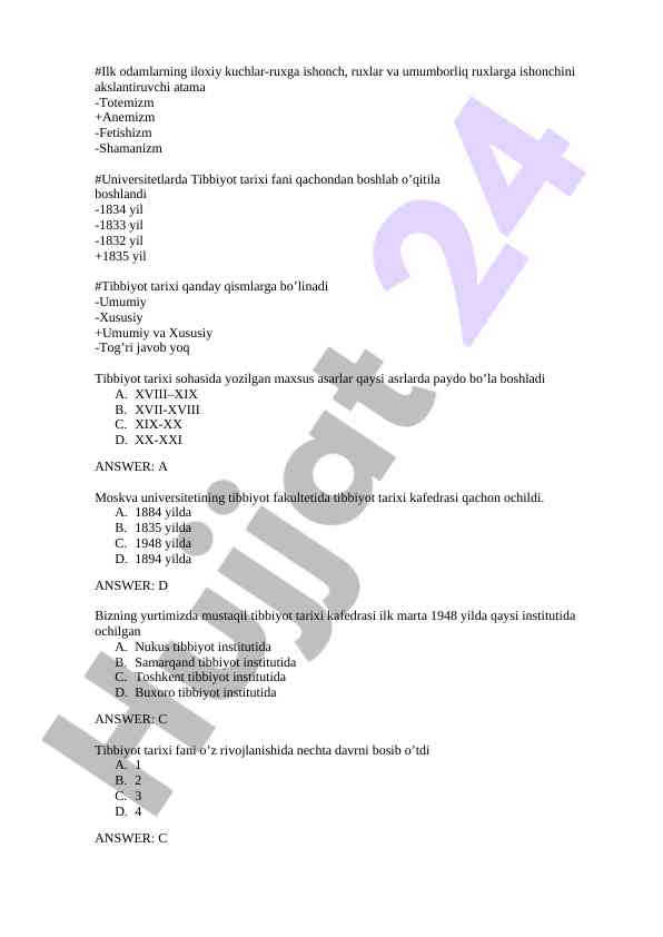 Tibbiyot tarixi fani va uning rivojlanishi