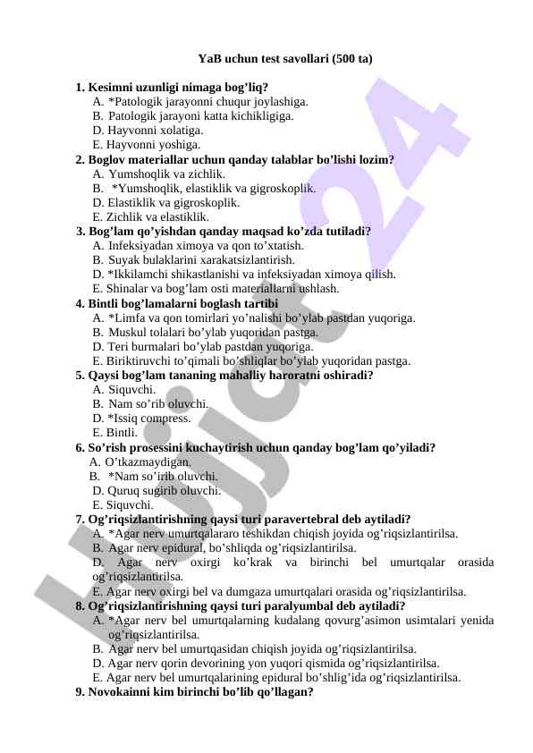 Yab uchun test savollari ilmiy tadqiqotlar